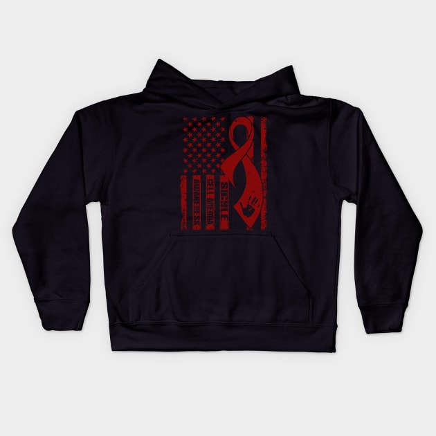 Sickle Cell Anemia Awareness Flag Ribbon Kids Hoodie by KHANH HUYEN